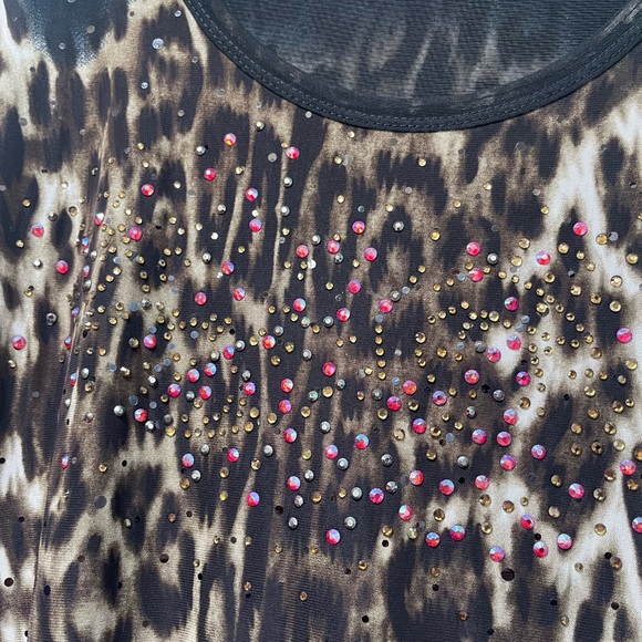 Long Sleeve Evening Top with Leopard Print and Sparkle - Picture 4 of 6